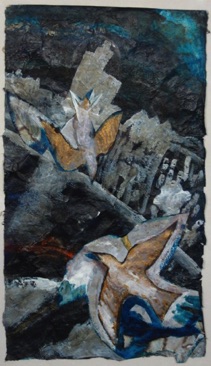 Birds Over City
Mixed media on Nepalese paper, 54 x 31cm
Sold - Private Collection